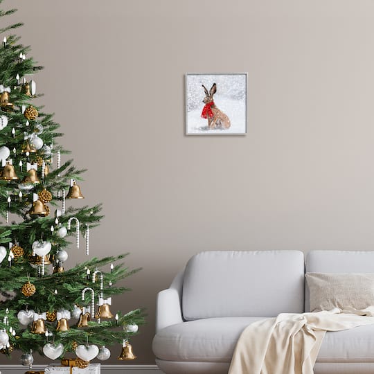 Stupell Industries Winter Rabbit Scarf Landscape Framed Giclee Art